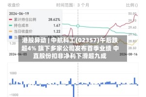 港股异动 | 中航科工(02357)午后跌超4% 旗下多家公司发布首季业绩 中直股份扣非净利下滑超九成