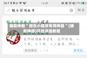 辅助神器“ 微乐小程序专用神器 ”(辅助神器)开挂详细教程