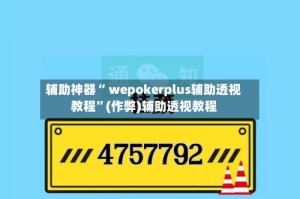 辅助神器“ wepokerplus辅助透视教程”(作弊)辅助透视教程