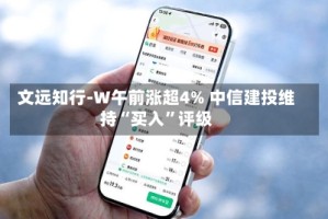 文远知行-W午前涨超4% 中信建投维持“买入”评级
