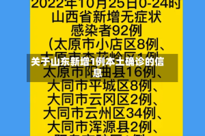 关于山东新增1例本土确诊的信息