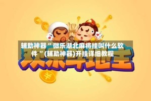 辅助神器“ 微乐湖北麻将挂叫什么软件 ”(辅助神器)开挂详细教程