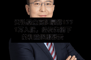 天弘基金高阳豪掷1771万入股，结构失衡下的利益捆绑疑云