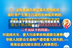 河南的麦子费用最新行情(河南麦费用查询)