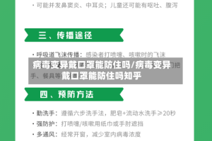 病毒变异戴口罩能防住吗/病毒变异戴口罩能防住吗知乎