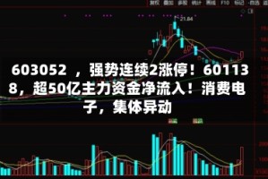 603052  ，强势连续2涨停！601138，超50亿主力资金净流入！消费电子，集体异动