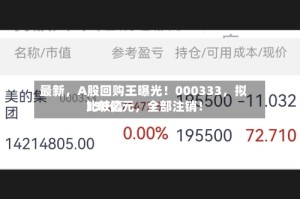 最新，A股回购王曝光！000333，拟比较高130亿元，全部注销！
