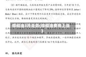 棕榈油3月走势(棕榈油费用上涨)