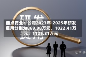 西点药业：公司2023年-2025年研发费用分别为869.98万元、1022.41万元、1125.31万元