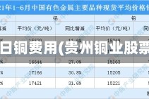 贵州今日铜费用(贵州铜业股票费用)