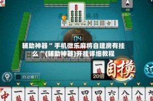辅助神器“ 手机微乐麻将自建房有挂么 ”(辅助神器)开挂详细教程
