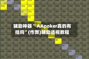 辅助神器“ AApoker真的有挂吗”(作弊)辅助透视教程