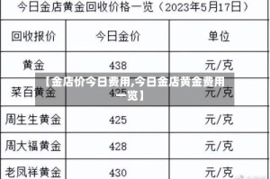 【金店价今日费用,今日金店黄金费用一览】