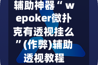 辅助神器“ wepoker微扑克有透视挂么”(作弊)辅助透视教程