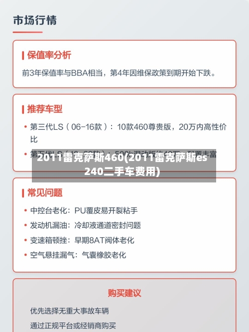 2011雷克萨斯460(2011雷克萨斯es240二手车费用)-第1张图片