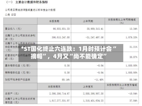 *ST国化终止六连跌：1月时预计会“摘帽”	，4月又“尚不能确定	”-第1张图片