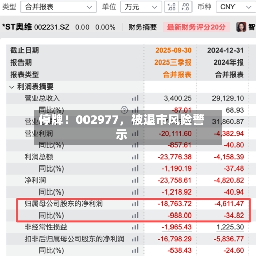 停牌！002977，被退市风险警示-第2张图片