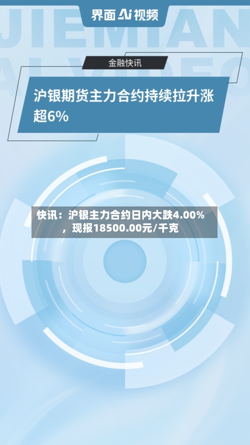 快讯：沪银主力合约日内大跌4.00%	，现报18500.00元/千克-第1张图片