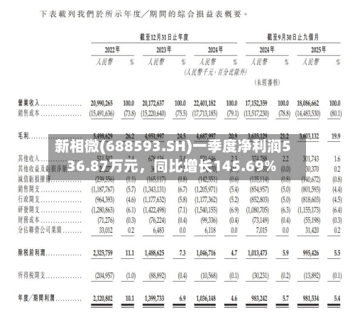 新相微(688593.SH)一季度净利润536.87万元，同比增长145.69%-第1张图片