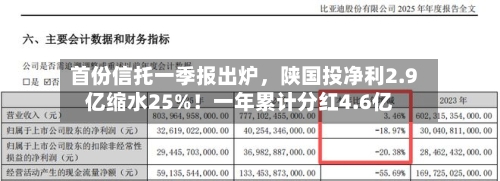 首份信托一季报出炉，陕国投净利2.9亿缩水25%！一年累计分红4.6亿-第3张图片