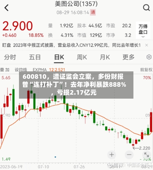 600810	，遭证监会立案，多份财报曾“连打补丁	”！去年净利暴跌888%，亏损2.17亿元-第2张图片
