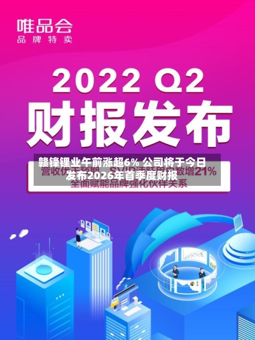 赣锋锂业午前涨超6% 公司将于今日发布2026年首季度财报-第1张图片