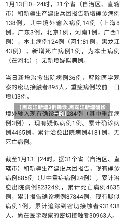 【黑龙江新增3例确诊,黑龙江新增确诊一例】-第1张图片