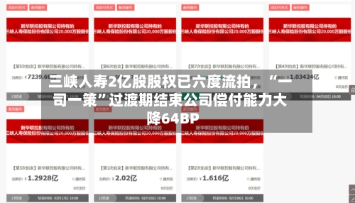 三峡人寿2亿股股权已六度流拍，“一司一策	”过渡期结束公司偿付能力大降64BP-第3张图片
