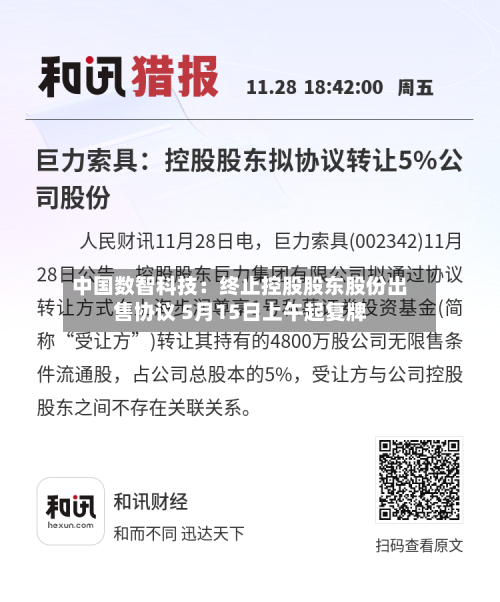 中国数智科技:终止控股股东股份出售协议 5月15日上午起复牌-第1张图片
