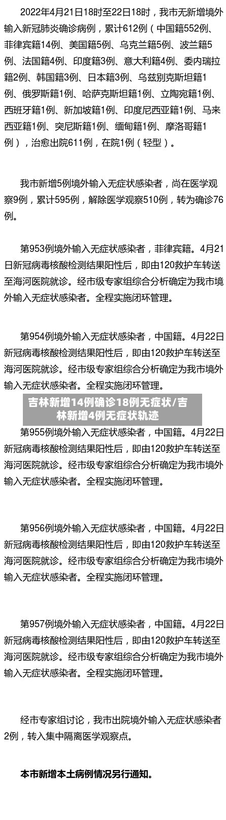 吉林新增14例确诊18例无症状/吉林新增4例无症状轨迹-第1张图片