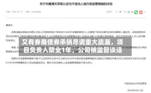又有券商债券承销尽调重大疏漏	，项目负责人禁业1年，公司被监管谈话-第2张图片