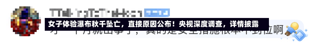 女子体验瀑布秋千坠亡，直接原因公布！央视深度调查，详情披露-第2张图片