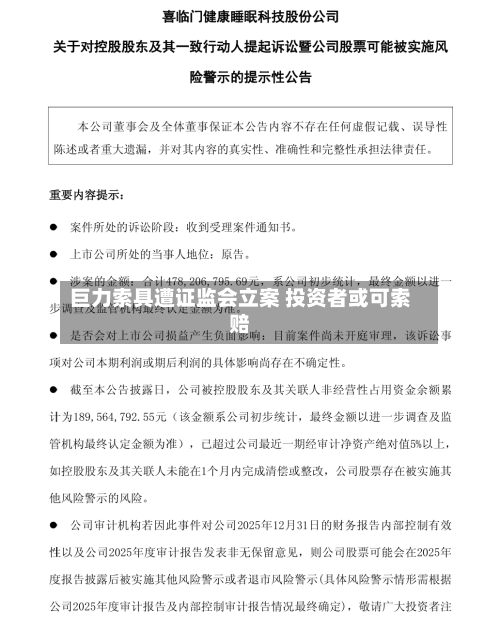 巨力索具遭证监会立案 投资者或可索赔-第1张图片