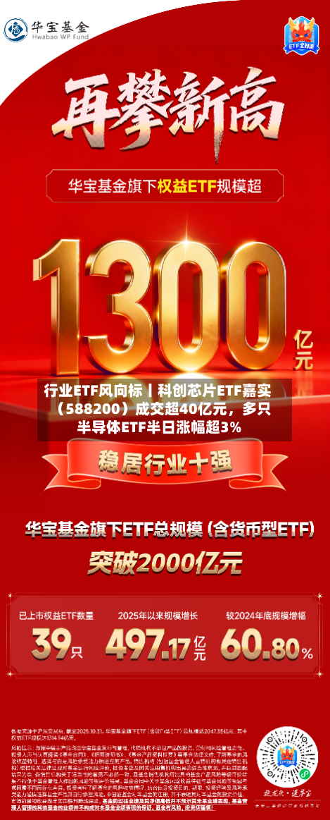 行业ETF风向标丨科创芯片ETF嘉实（588200）成交超40亿元，多只半导体ETF半日涨幅超3%-第2张图片