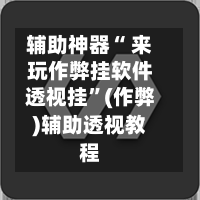 辅助神器“ 来玩作弊挂软件透视挂	”(作弊)辅助透视教程-第1张图片